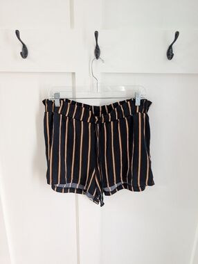 like an angel Black with Tan Stripes Garbage Bag Shorts
